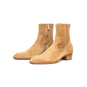 $1066 MRP Alessandro Vasini Suede Zipper Boots – Men’s Size US:10.5 – Tan